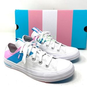 🍃 Sale🍃 Converse Ctas Low Canvas White 90s Pink Blue Women's Size 6.5 167760C
